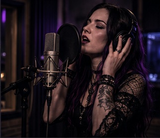 Lena bei den Vocal-Aufnahmen